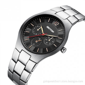 STAINLESS-STEEL MEN'S WATCH WITH BRUSHED FINISH AND BUILT-IN METAL BAND
